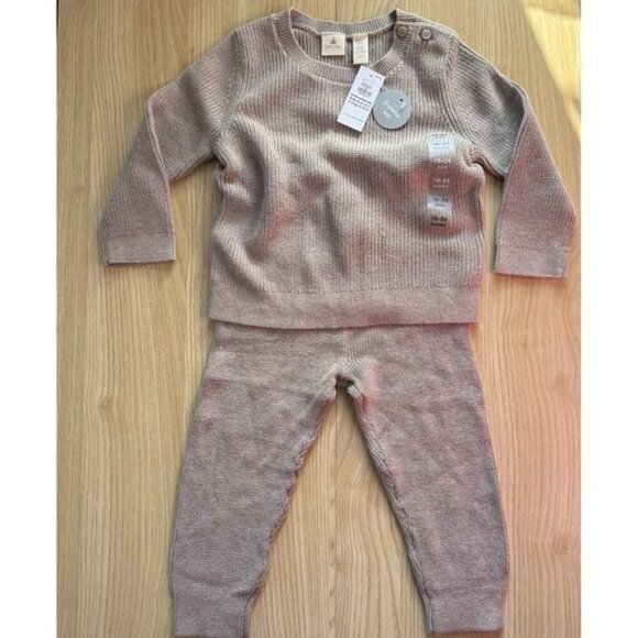 Baby Gap Unisex 18-24 Month Oatmeal Heather Sweater 2 Piece Set Pants Neutral - Picture 3 of 7